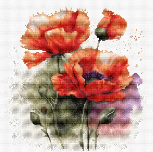 click here to view larger image of Poppy Flowers, The (counted cross stitch kit)