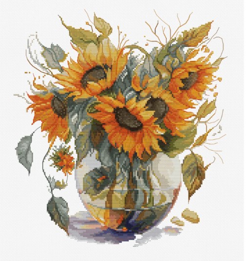 click here to view larger image of Vase with Sunflowers (counted cross stitch kit)