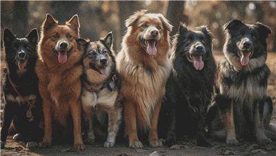 click here to view larger image of Playful Group of Purebred Dogs (chart)