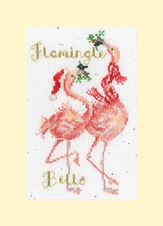 click here to view larger image of Flamingle Bells Card (counted cross stitch kit)