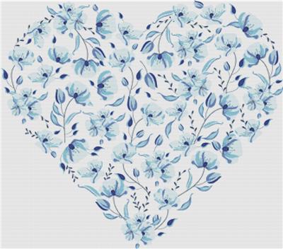 click here to view larger image of Delicate Heart of Blue Flowers (chart)