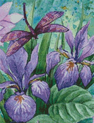 click here to view larger image of Irises and Dragonflies (Crop)  (chart)