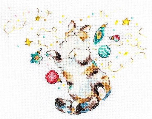 click here to view larger image of Cat’s Happiness (counted cross stitch kit)