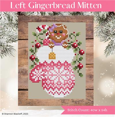 Left Gingerbread Mitten - click here for more details about chart