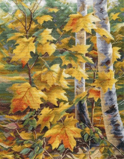 click here to view larger image of Golden Maple Leaves (counted cross stitch kit)