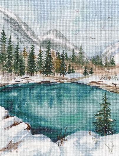 click here to view larger image of Lake and Mountains (counted cross stitch kit)