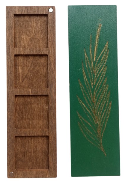 click here to view larger image of Wooden Box for Beads - Leaf/Green (accessory)