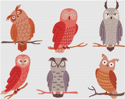 click here to view larger image of Set of Different Owls (chart)