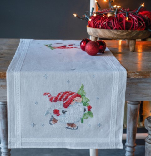 click here to view larger image of Christmas Gnomes Table Runner (counted cross stitch kit)
