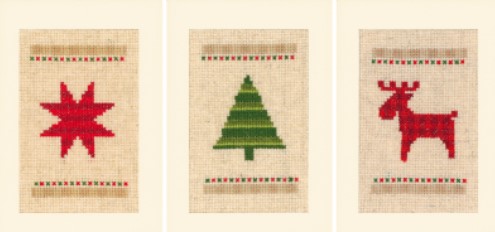 click here to view larger image of Christmas Greeting Cards (Set of 3) (counted cross stitch kit)
