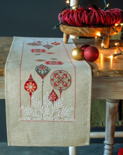 click here to view larger image of Christmas Stars Table Runner (counted cross stitch kit)