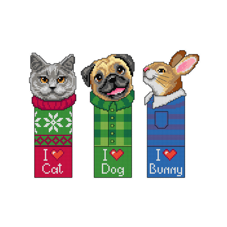click here to view larger image of Bookmarks - Pets (counted cross stitch kit)
