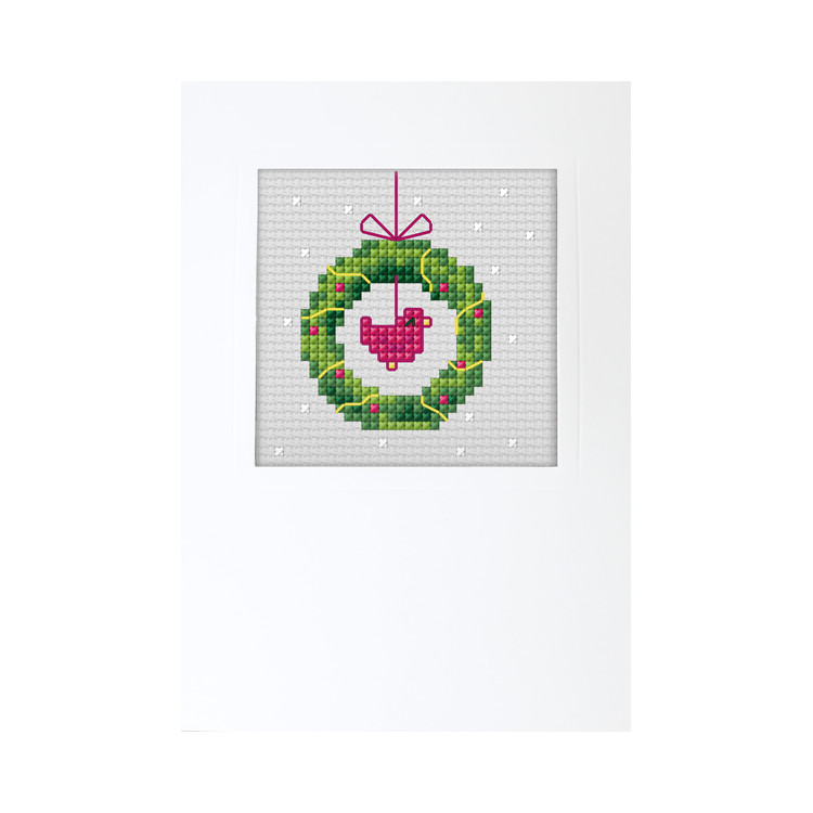 click here to view larger image of Card - Christmas Wreath (counted cross stitch kit)