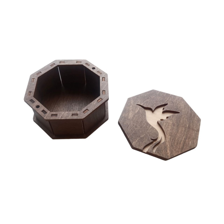 click here to view larger image of Wooden Box Octagonal - Hummingbird  (accessory)