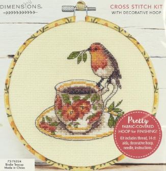 click here to view larger image of Birdie Teacup (counted cross stitch kit)