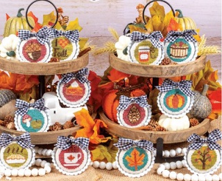 click here to view larger image of Autumn Days Ornaments (12 designs) (chart)