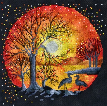 click here to view larger image of Heron at Sunset (counted cross stitch kit)