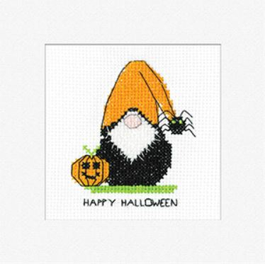 click here to view larger image of Gonk Pumpkin Card - Kirsten Roche (counted cross stitch kit)