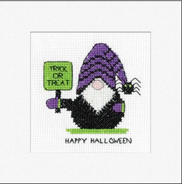click here to view larger image of Gonk Trick or Treat Card - Kirsten Roche (counted cross stitch kit)
