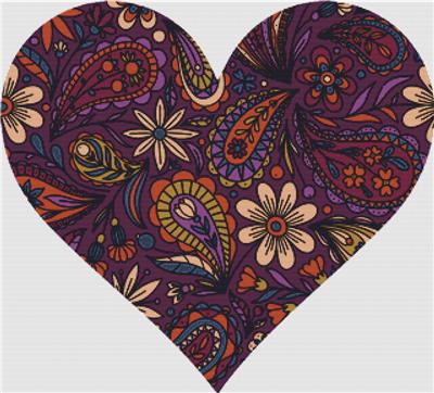 click here to view larger image of Purple Paisley Heart (chart)