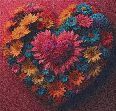click here to view larger image of Heart of Chromatic Flowers (chart)