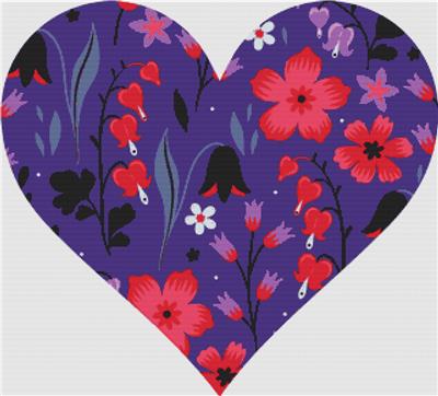 click here to view larger image of Red and Violet Floral Heart (chart)
