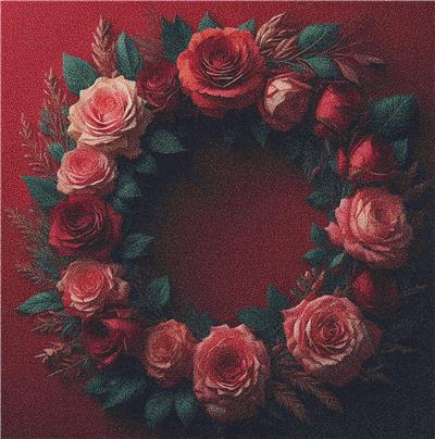 click here to view larger image of Burgundy Wreath of Roses (chart)