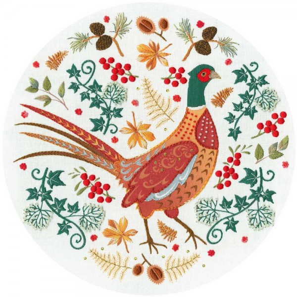click here to view larger image of Folk Pheasant (embroidery kit)