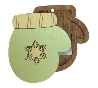 click here to view larger image of Wooden Needle Case - Green Mitten (accessory)