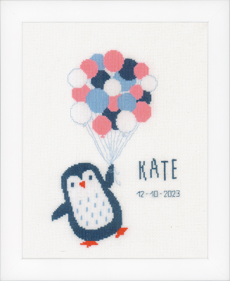 click here to view larger image of Hello Penguin - Birth Announcement (counted cross stitch kit)