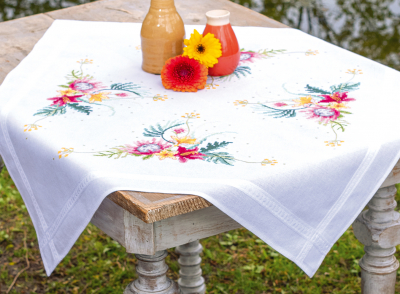click here to view larger image of Tropical Flowers Tablecloth (counted cross stitch kit)