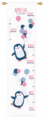 click here to view larger image of Hello Penguin - Growth Chart (counted cross stitch kit)