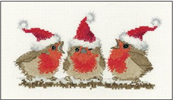 click here to view larger image of Festive Robins - Trios (counted cross stitch kit)