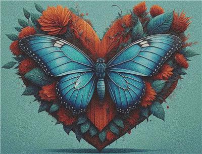 click here to view larger image of Blue and Orange Butterfly Heart (chart)