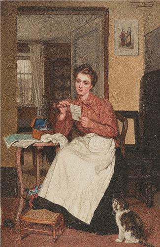click here to view larger image of Young Woman in a White Apron Reading a Letter (chart)