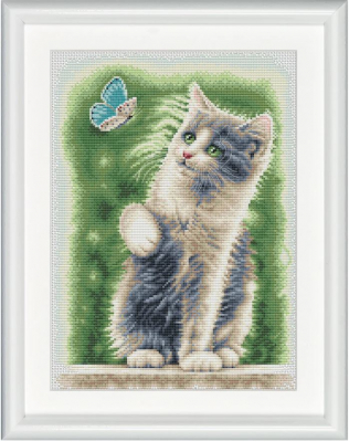click here to view larger image of Cat with Butterfly (counted cross stitch kit)
