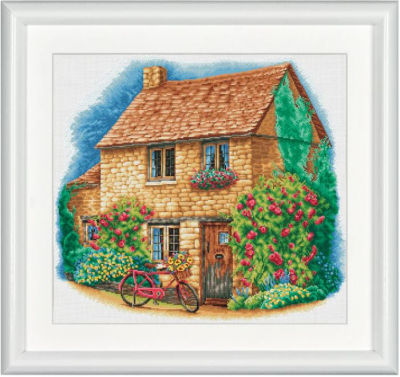 click here to view larger image of Cottage with Bicycle (counted cross stitch kit)