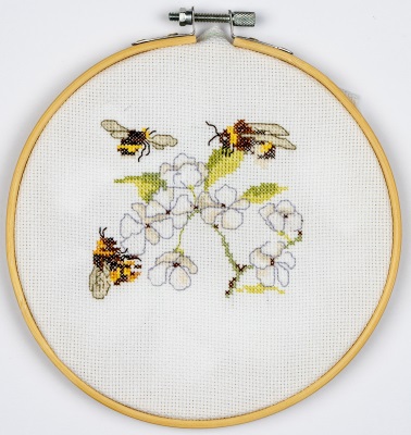 click here to view larger image of 3 Bees and Blossom (counted cross stitch kit)