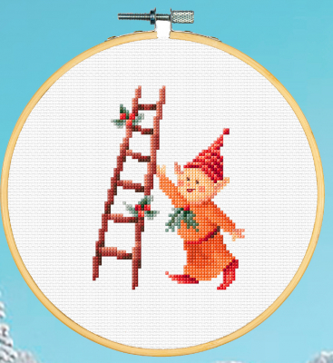 click here to view larger image of Christmas Elf 1 Ladder (counted cross stitch kit)