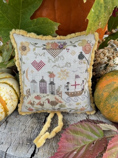 click here to view larger image of Give Thanks Always Pincushion (counted cross stitch kit)