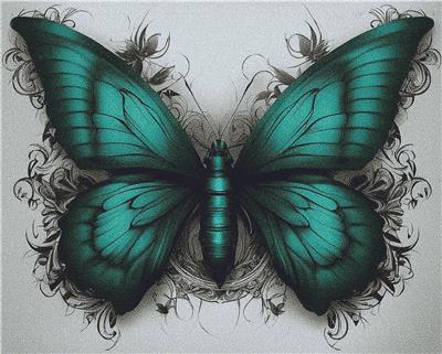 click here to view larger image of Teal Butterfly Tattoo (chart)