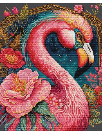 click here to view larger image of Flamingo Fantastico (counted cross stitch kit)