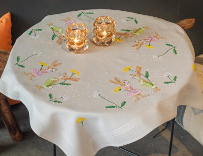 click here to view larger image of Easter Rabbits Tablecloth (printed linen)