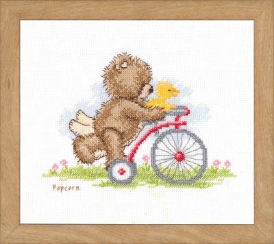 click here to view larger image of Popcorn on Bike (counted cross stitch kit)