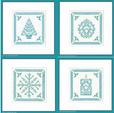 click here to view larger image of Teal Filigree - Greeting Cards Assortment (counted cross stitch kit)