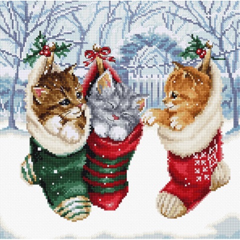click here to view larger image of Snowy Kitties (counted cross stitch kit)