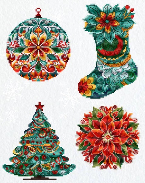 click here to view larger image of Christmas Decorations (counted cross stitch kit)