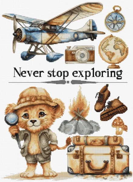 click here to view larger image of Never Stop Exploring (counted cross stitch kit)