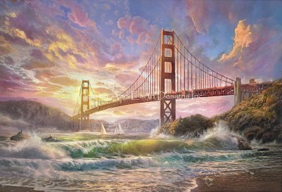 click here to view larger image of Sunset on Golden Gate Bridge/Mini - Thomas Kinkade (chart)