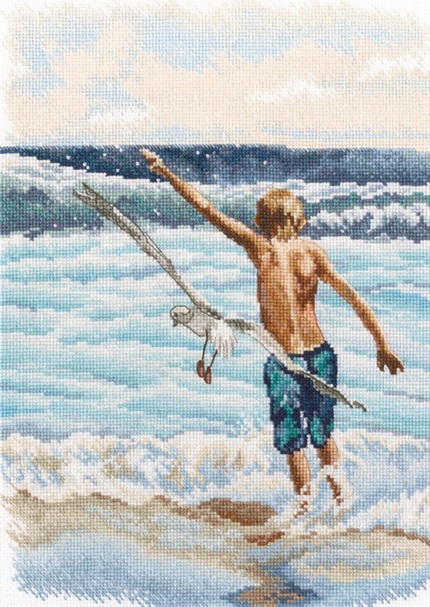 click here to view larger image of Boy and the Sea (counted cross stitch kit)